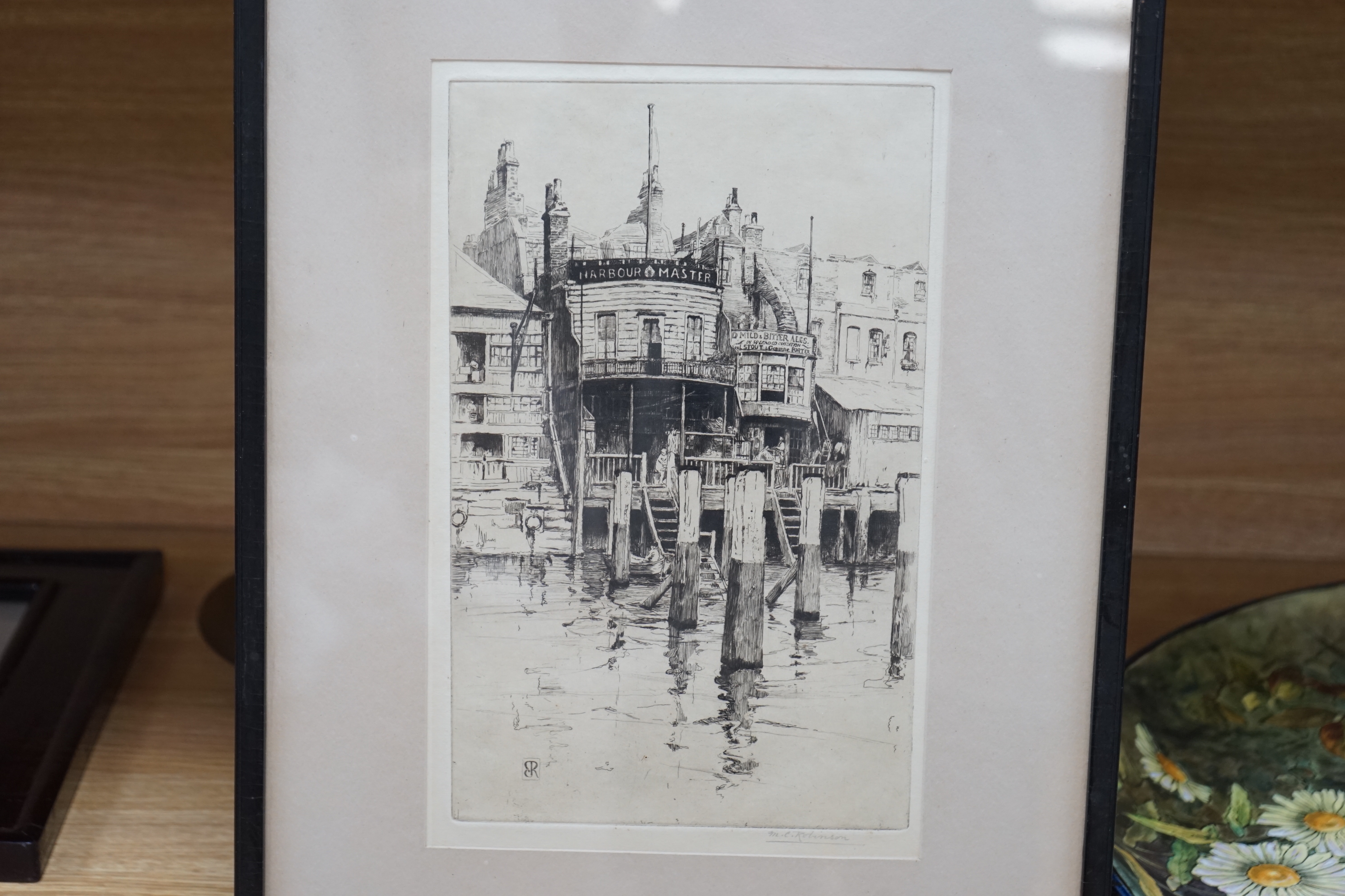 Mabel Catherine Robinson (1875-1953), etching, 'The Harbour Masters Limehouse', signed in pencil, 32 x 19cm